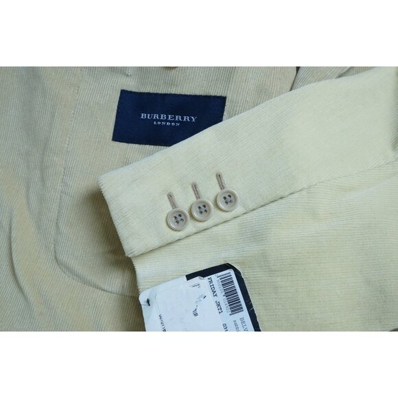 Burberry London Yellow Beige Corduroy Cotton Blend Sport Coat Jacket 46R NEW